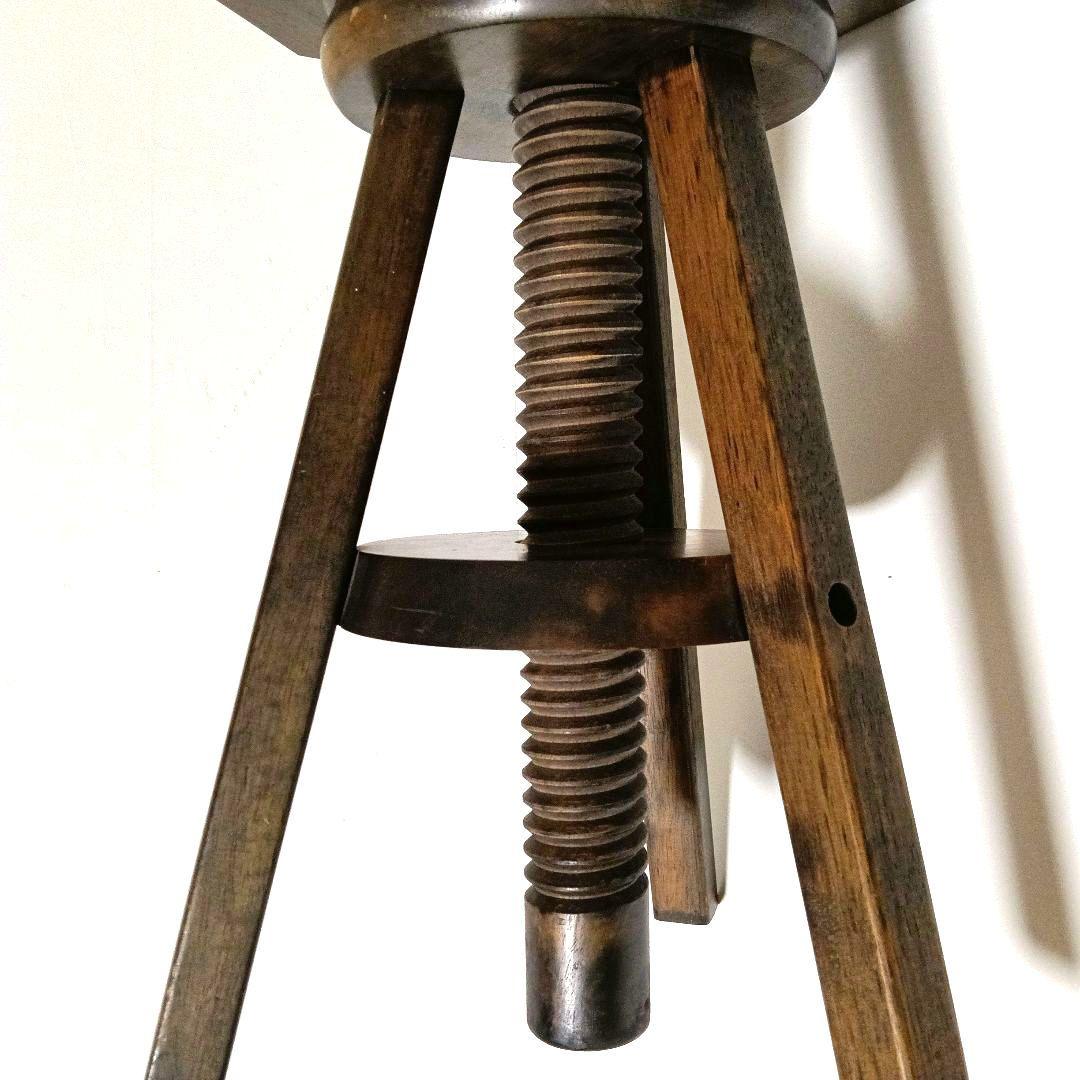 一点物 希少 ヴィンテージ 木製回転式スツール アトリエスツール オクタゴン