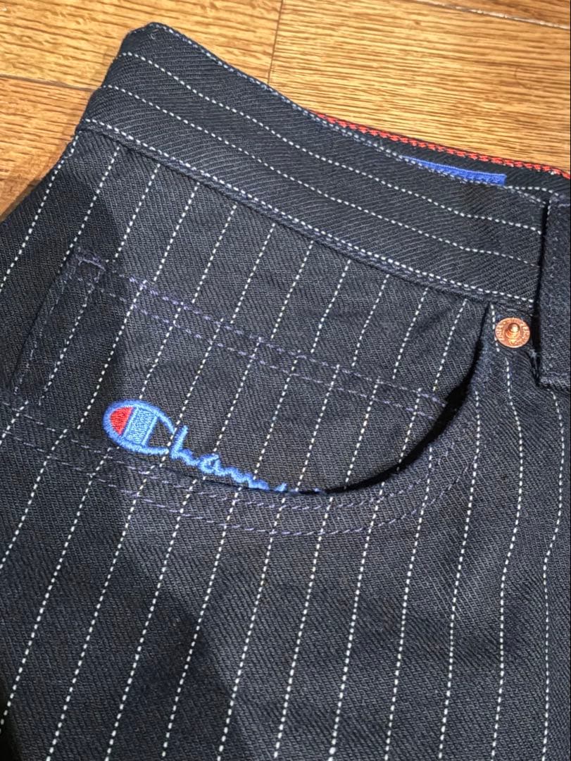 [中古]CHAMPION × ZARA ストライプ バギーフィットジーンズ 36