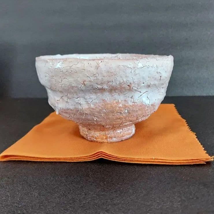 萩焼　抹茶茶碗　宇田川聖谷（玄翁）造　共箱付き