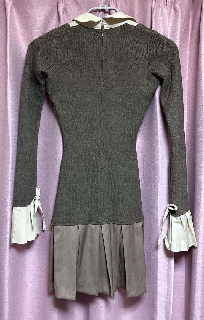 ダーリッチ　シャツドッキングプリーツミニワンピース F-L