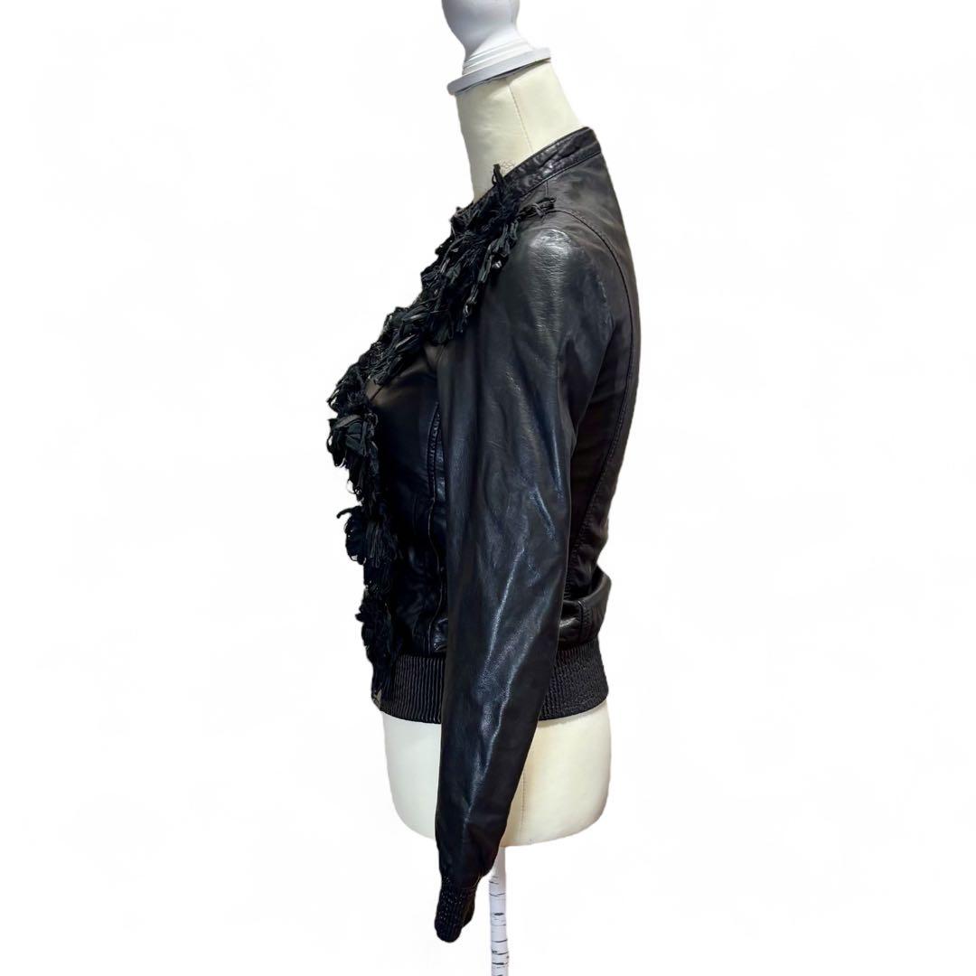 【T様】パトリツィア ぺぺレザージャケット 黒 S 羊革 高級装飾 希少