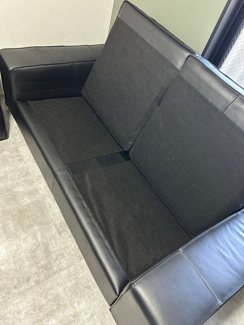 価格相談可　IKEAイケア　KIVIK 2人掛けソファ ブラック　レザー　展示品