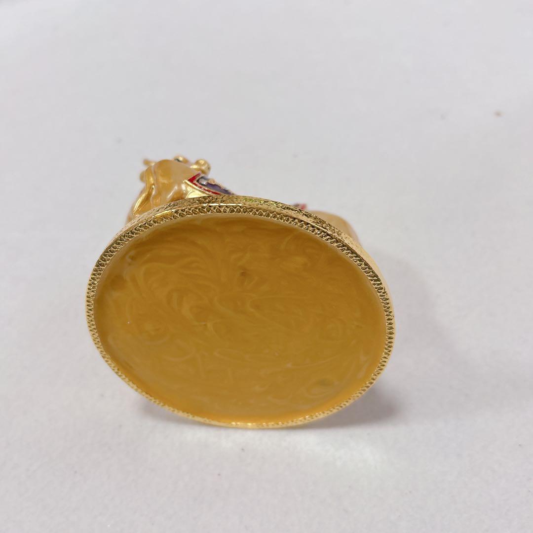 未使用　風水グッズ 風水置物 牛と子牛の像　ゴールド　COW 金色