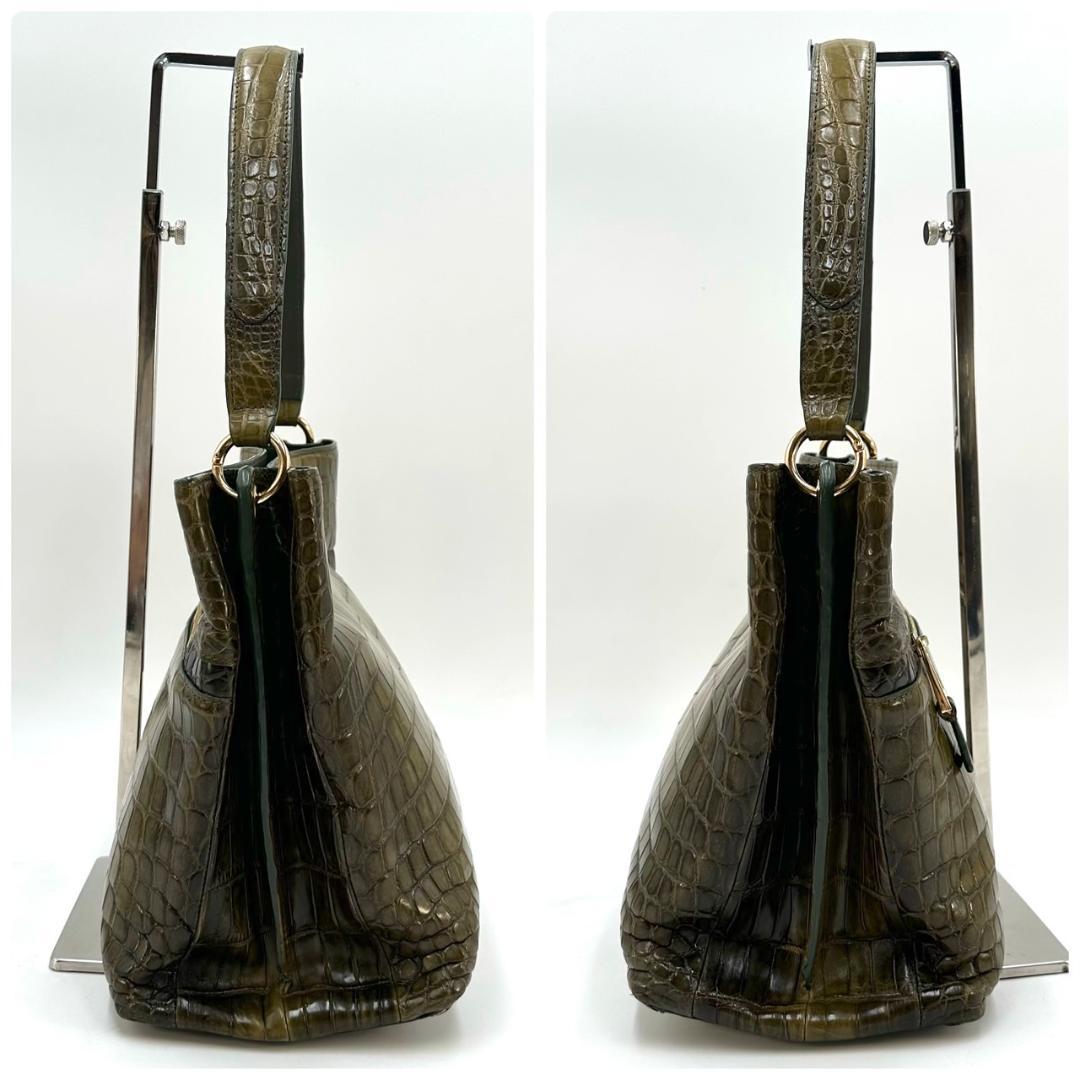 ペレリールッソ 日本製 クロコダイルレザー ショルダーバッグ ハンドバッグ