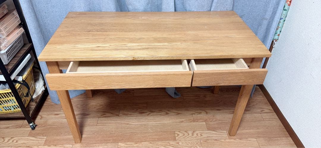 無印良品/MUJI オーク材 110cm デスク 引出付き