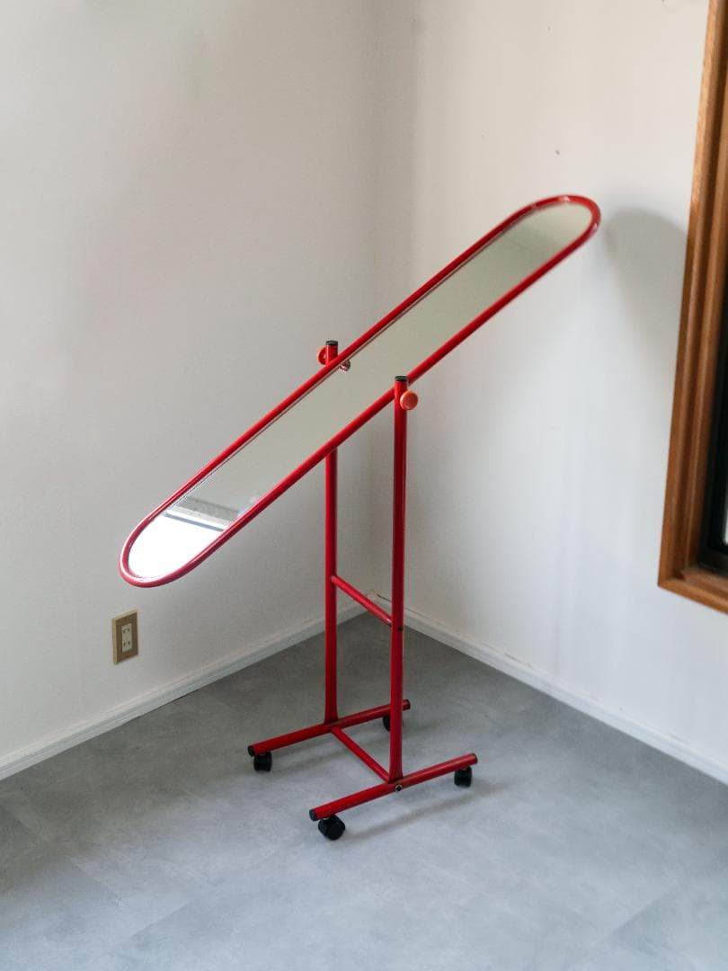 80s アイアンフレーム スタンドミラー 姿見レトロポップ　モダン