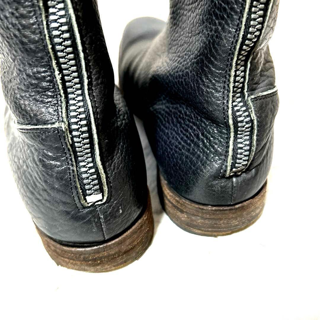 リップヴァンウィンクルブラック黒レザージッパーショートブーツ42(26.5相当)