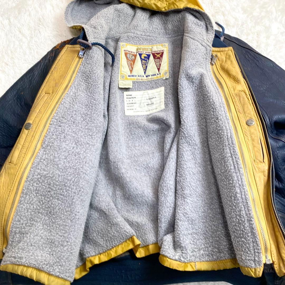 AVIREX ラムレザー スタジャン インディアントマホークス　ライナー付き