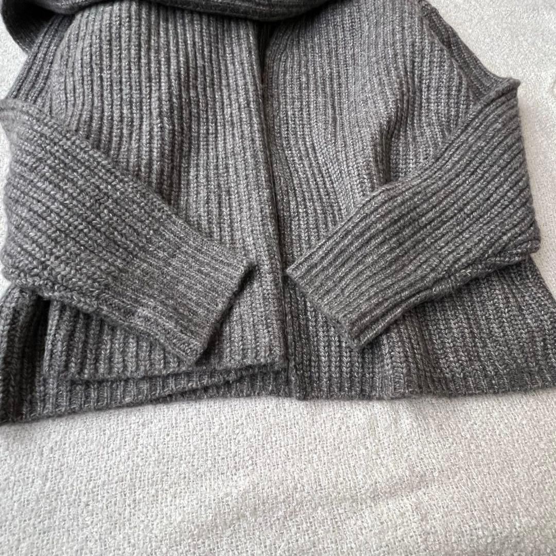 【美品】ETRE TOKYO アシメトリーストールニットカーディガン グレー