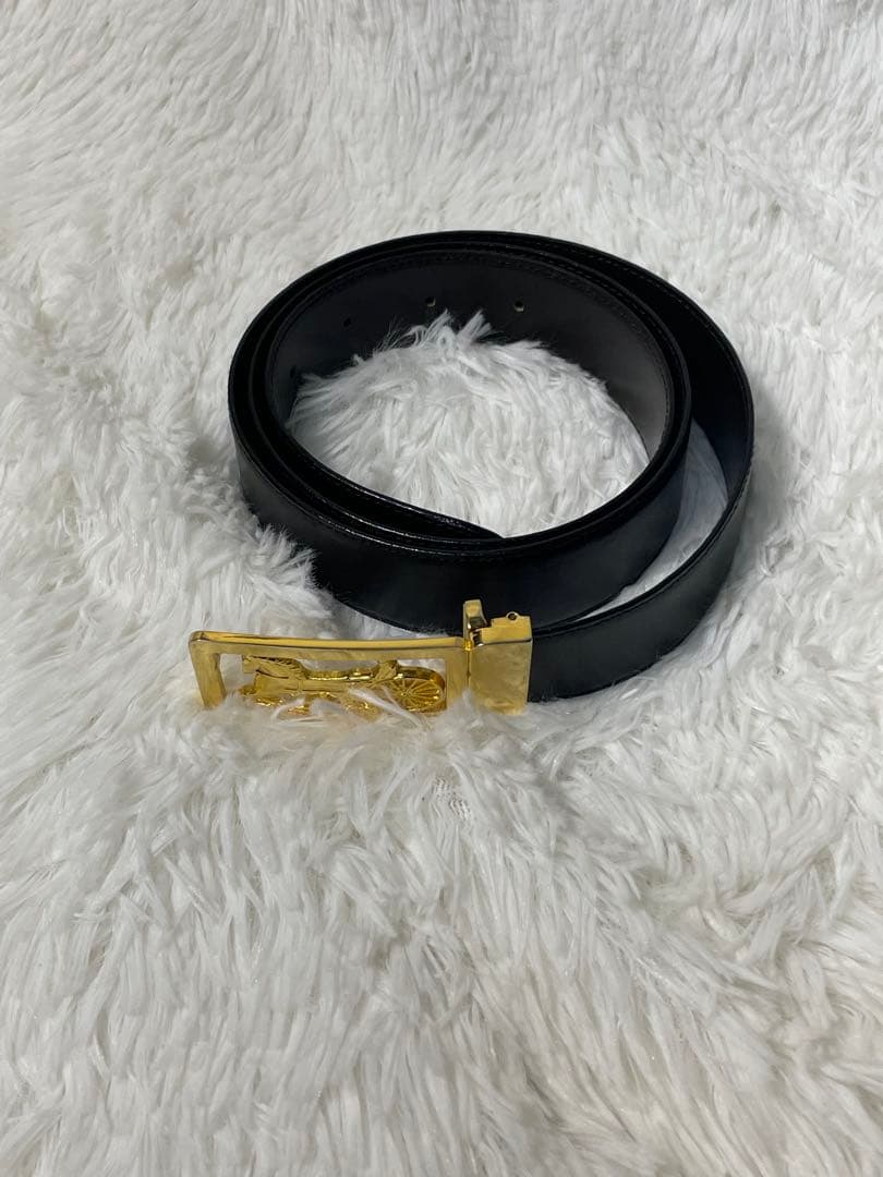 CELINE セリーヌ 馬車バックル 本革　レザーベルト ブラック ゴールド