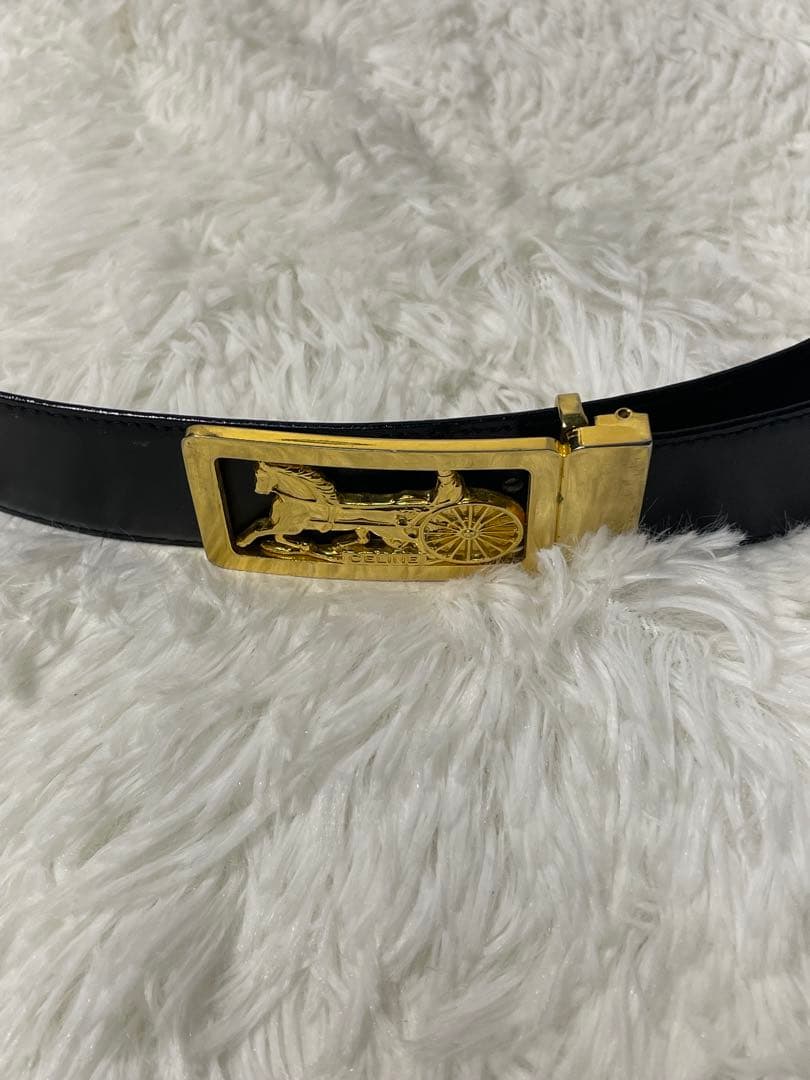CELINE セリーヌ 馬車バックル 本革　レザーベルト ブラック ゴールド