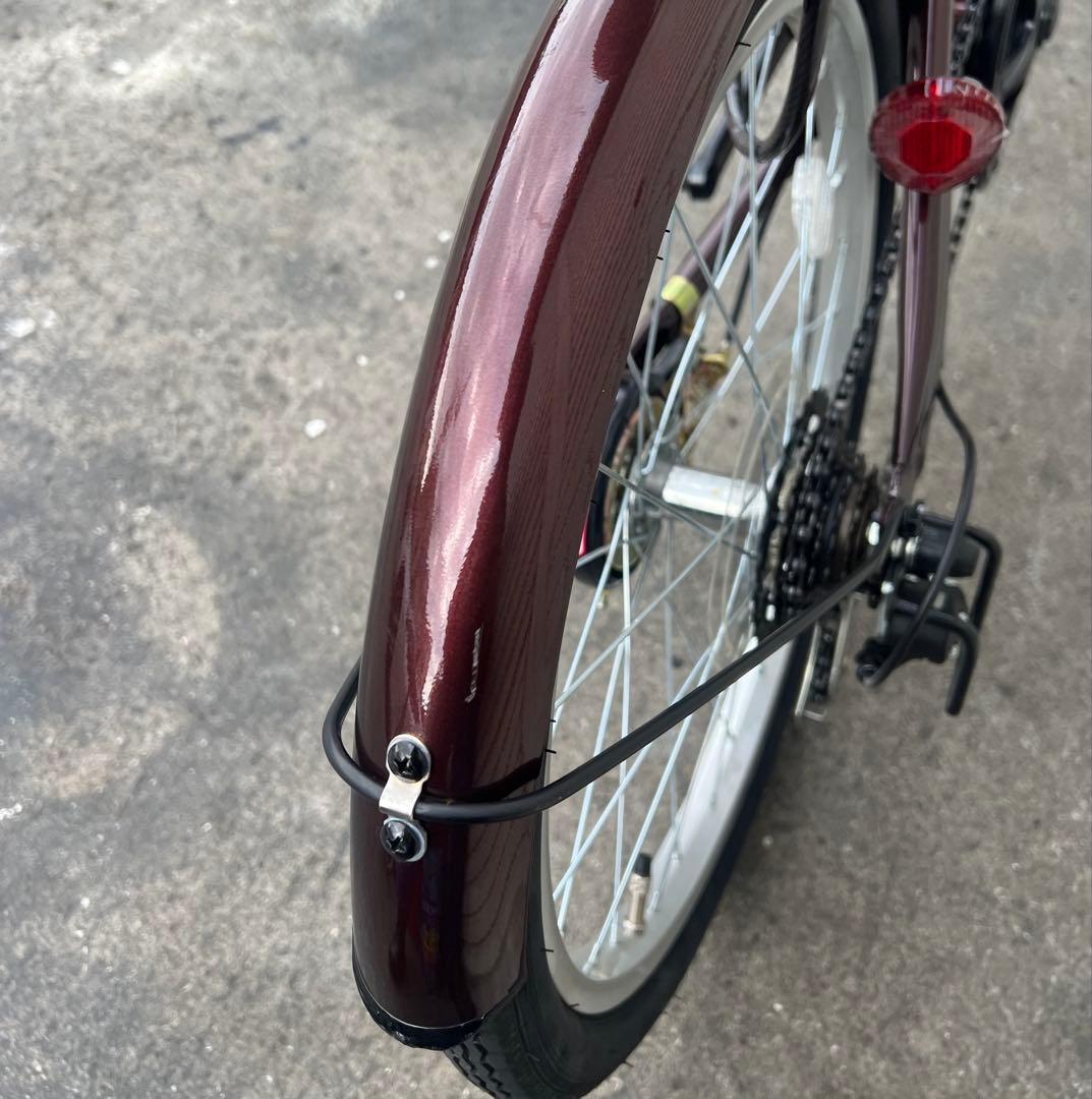 20インチ折りたたみ自転車 シマノ ブラウン 折り畳み 自転車