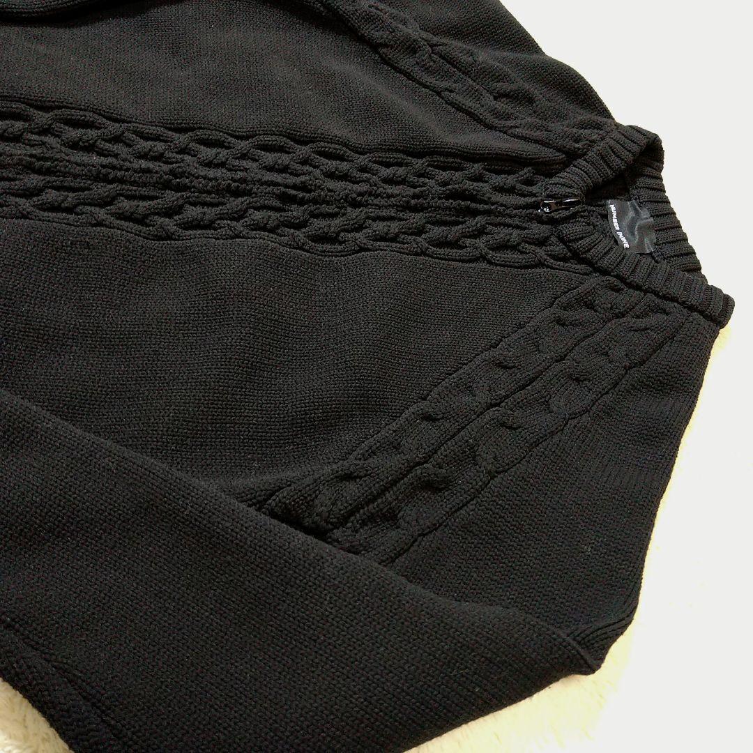 NUMBER (N)INE ジップアップ ケーブルニット L 黒 カーディガン