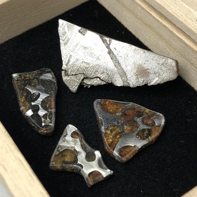 隕石 アルタイ隕石　原皮付き　石鉄隕石　パラサイト隕石　4点　重さ39