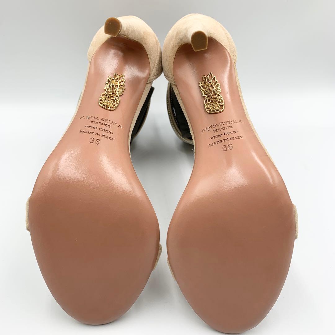 【未使用】 アクアズーラ サンダル ベージュ ゴールドストラップ 36サイズ