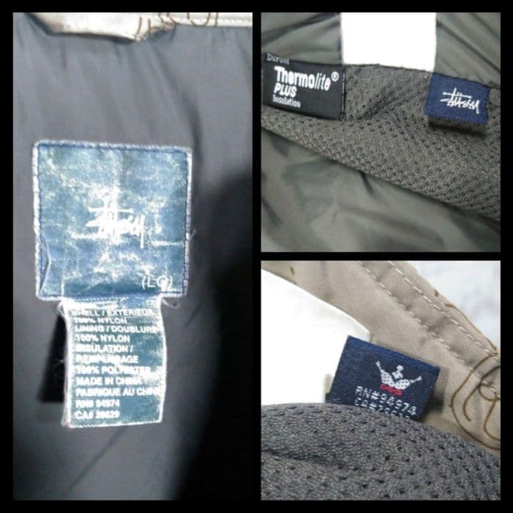 【STUSSY】90s'紺タグ モノグラムデザイン 中綿　ジャケット