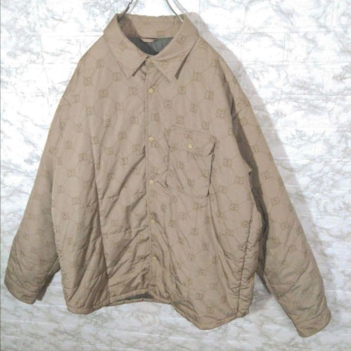 【STUSSY】90s'紺タグ モノグラムデザイン 中綿　ジャケット