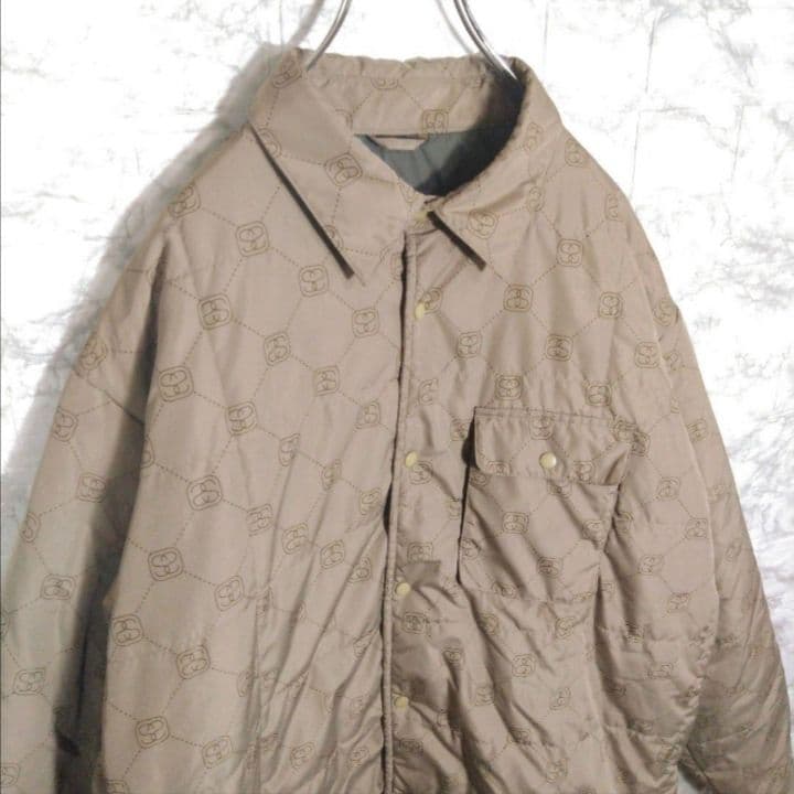 【STUSSY】90s'紺タグ モノグラムデザイン 中綿　ジャケット