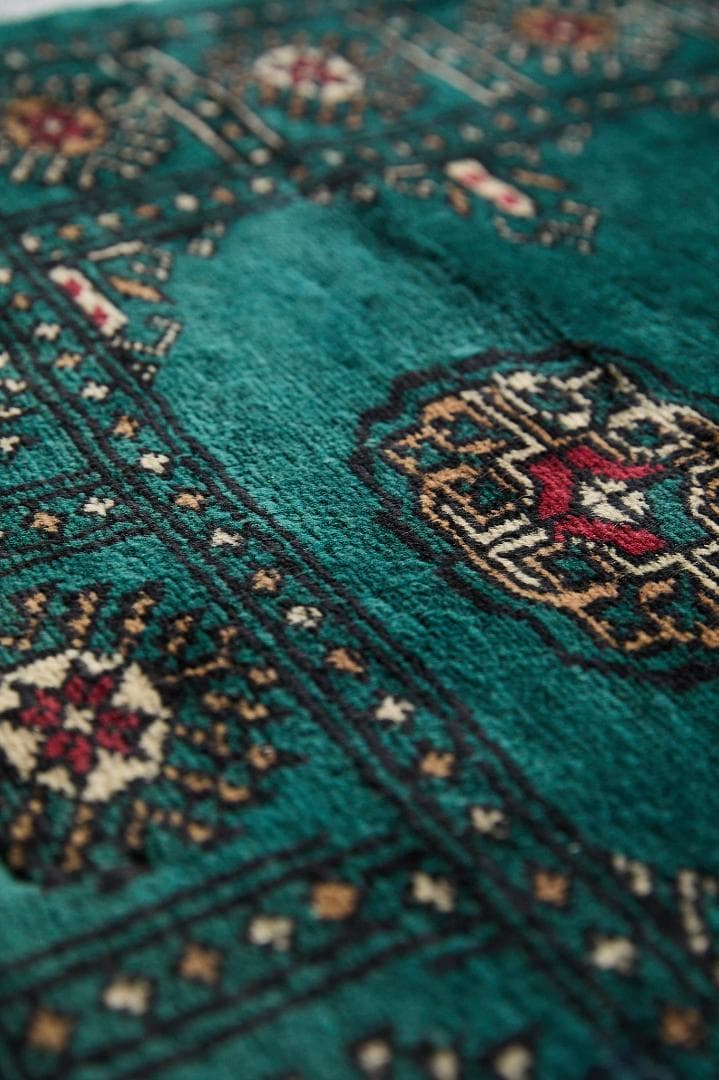 希少　ヴィンテージラグ　ラホール産　トライバルラグ（208×127cm）緑