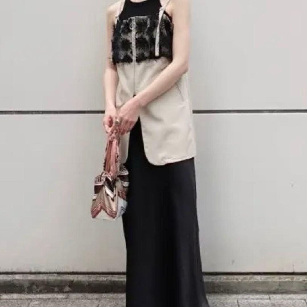 sahara Fluffy Layered Zip Top ベージュ