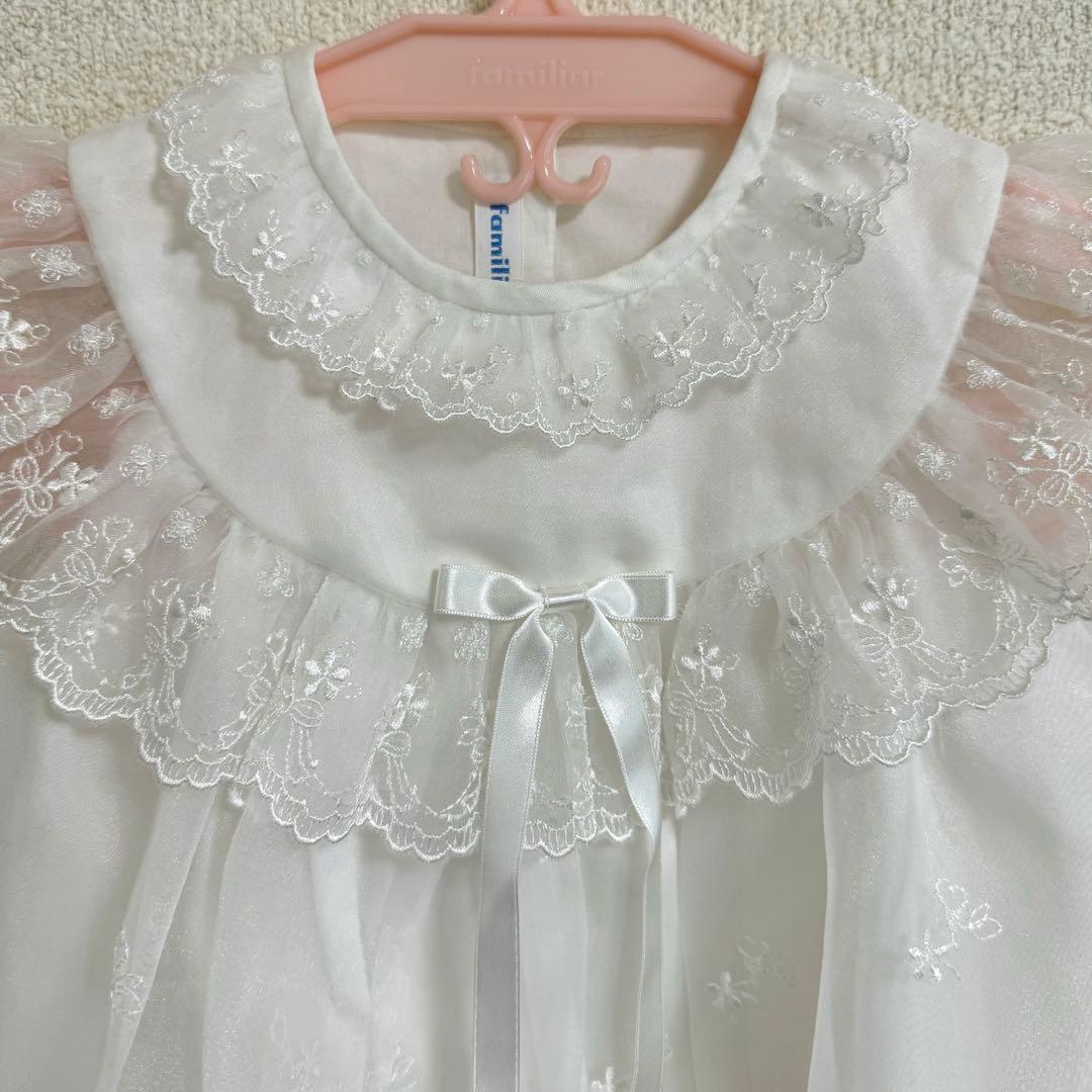familiar ベビードレス セレモニードレス 帽子付き ホワイト 50cm