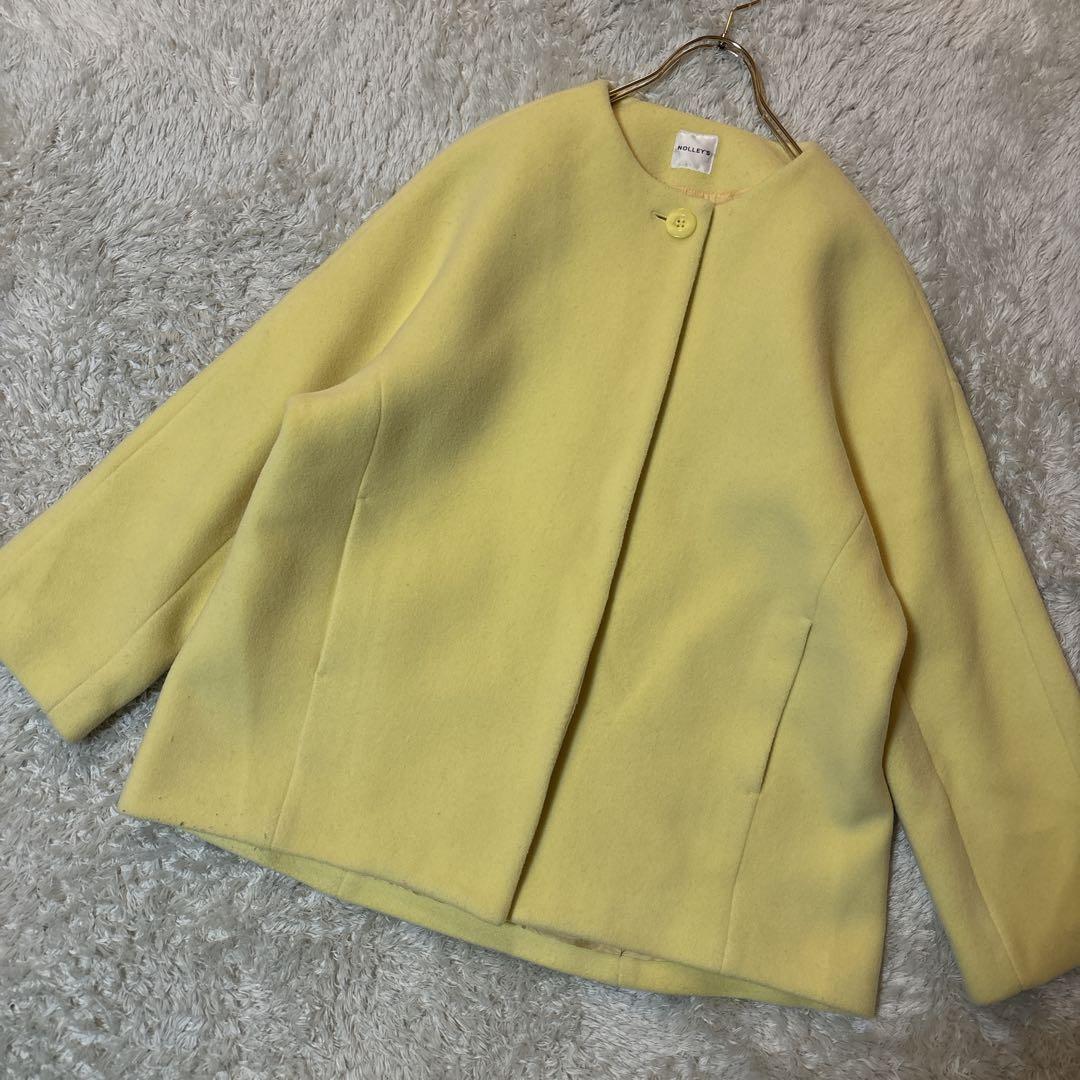 美品＊NOLLEY'S ノーカラーハーフコート　MANTECO オーバーサイズ