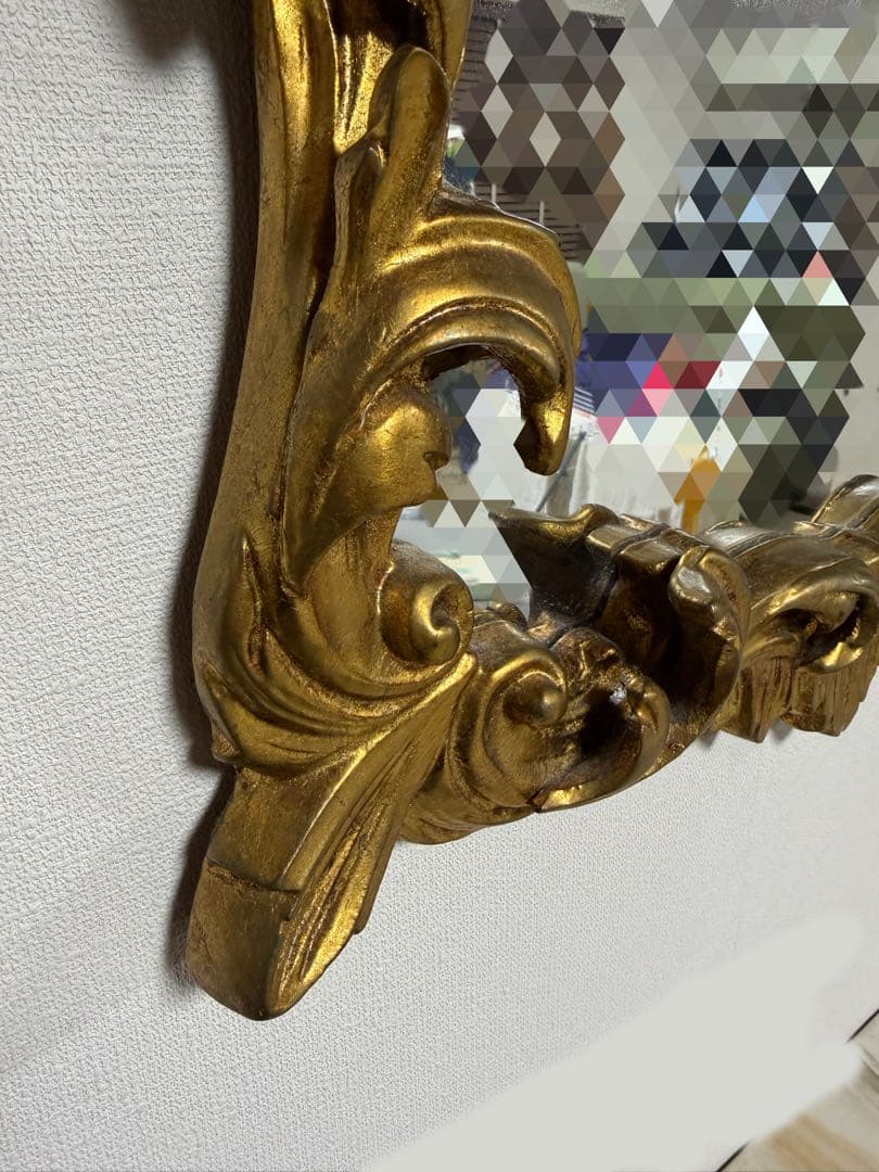 西洋アンティーク 大型ミラー 金彩装飾 ウォールミラー 店舗什器 鏡