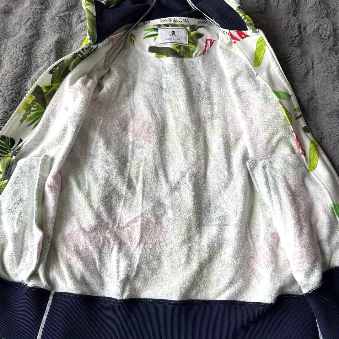 MARK&LONA ジップアップパーカー ラインストーン スカル ボタニカル L