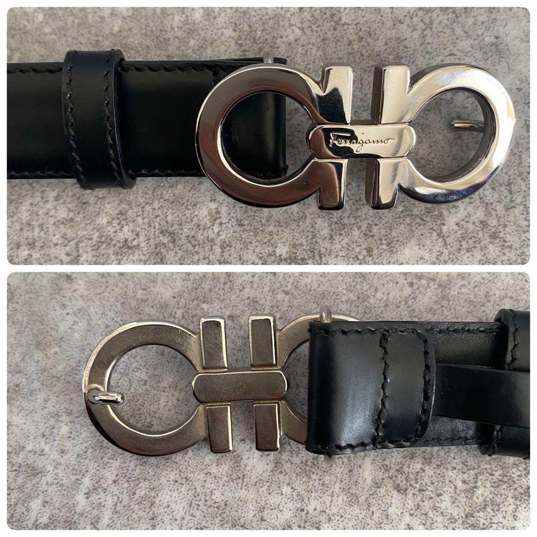 サルヴァトーレフェラガモ ダブルガンチーニ ベルト ブラック シルバー 黒