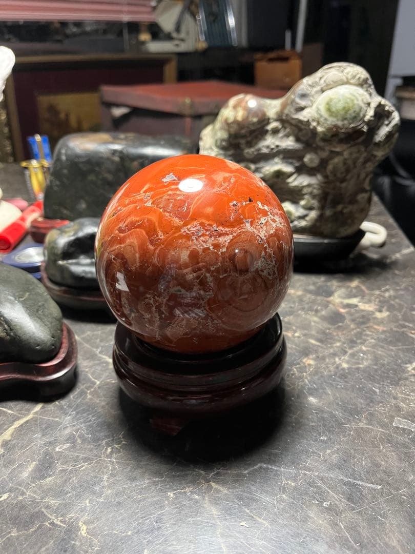 佐渡赤玉石、11センチ赤玉石球体、鑑賞石 パワーストーン、水石、日本三大銘石