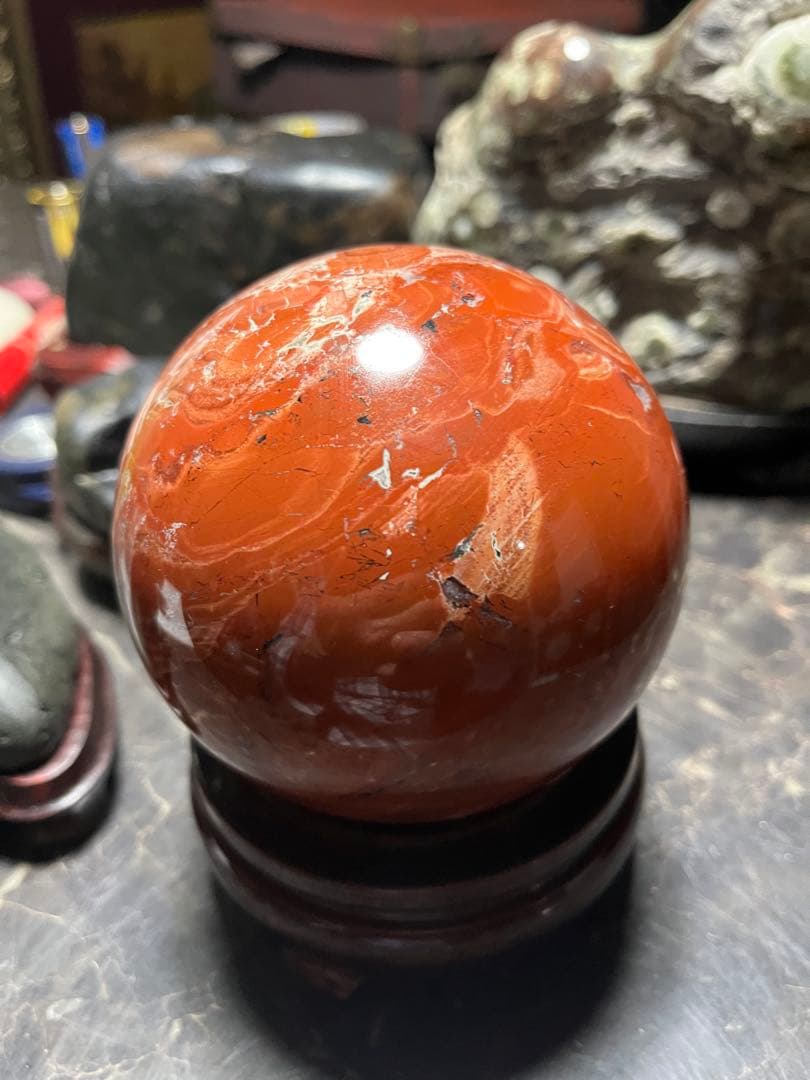佐渡赤玉石、11センチ赤玉石球体、鑑賞石 パワーストーン、水石、日本三大銘石