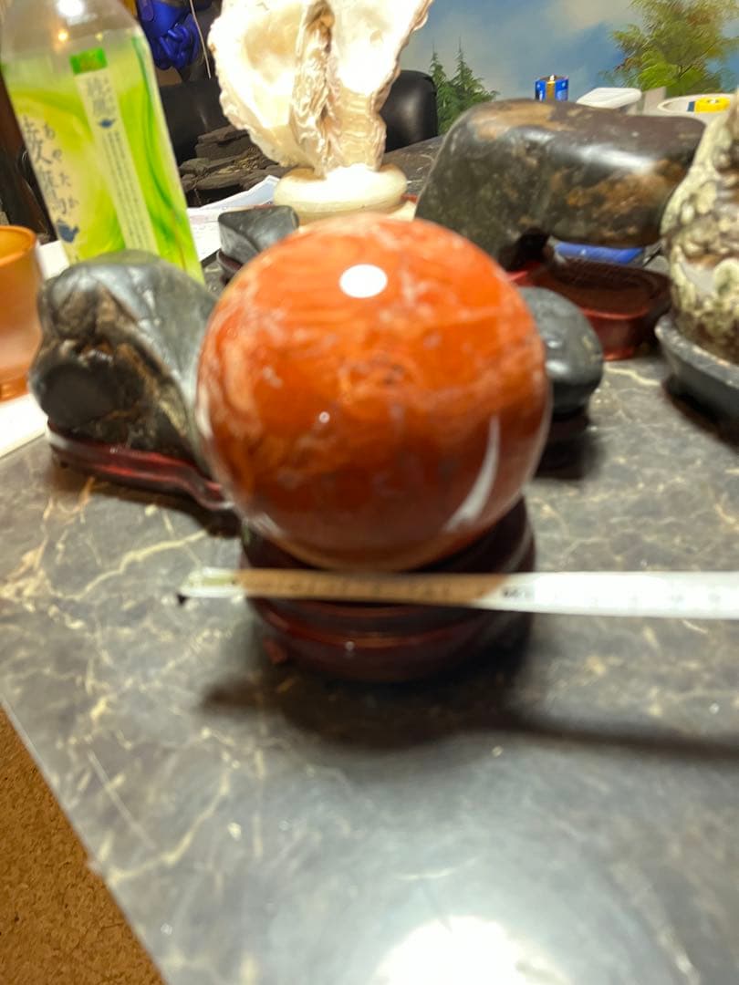 佐渡赤玉石、11センチ赤玉石球体、鑑賞石 パワーストーン、水石、日本三大銘石