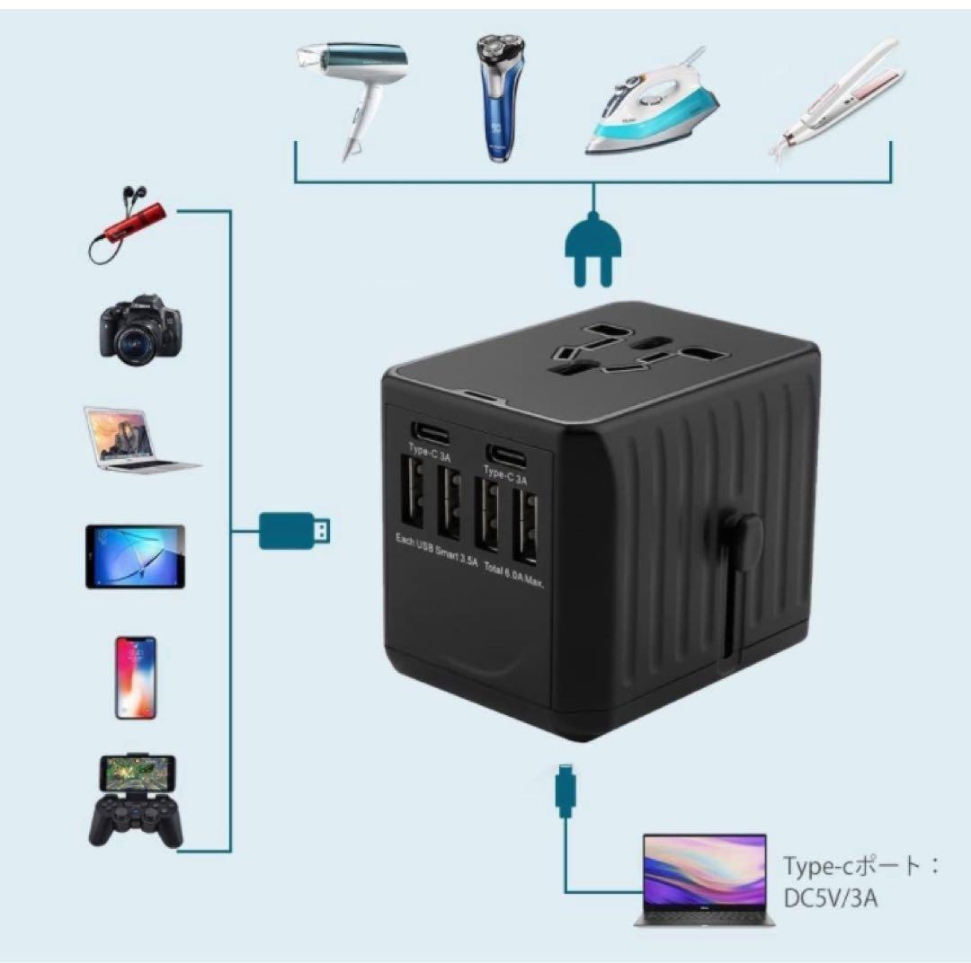 海外変換プラグ 海外コンセント PD高速充電 全世界汎用 海外旅行用