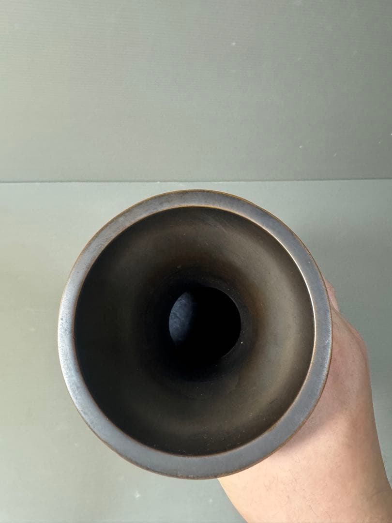 2647 古銅　エビス　花瓶　時代物