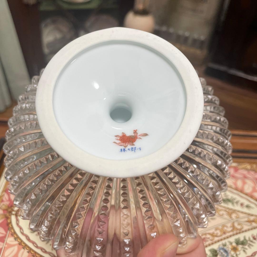 林九郎窯　脚付コンポート皿　デザート皿　紅白2脚セット