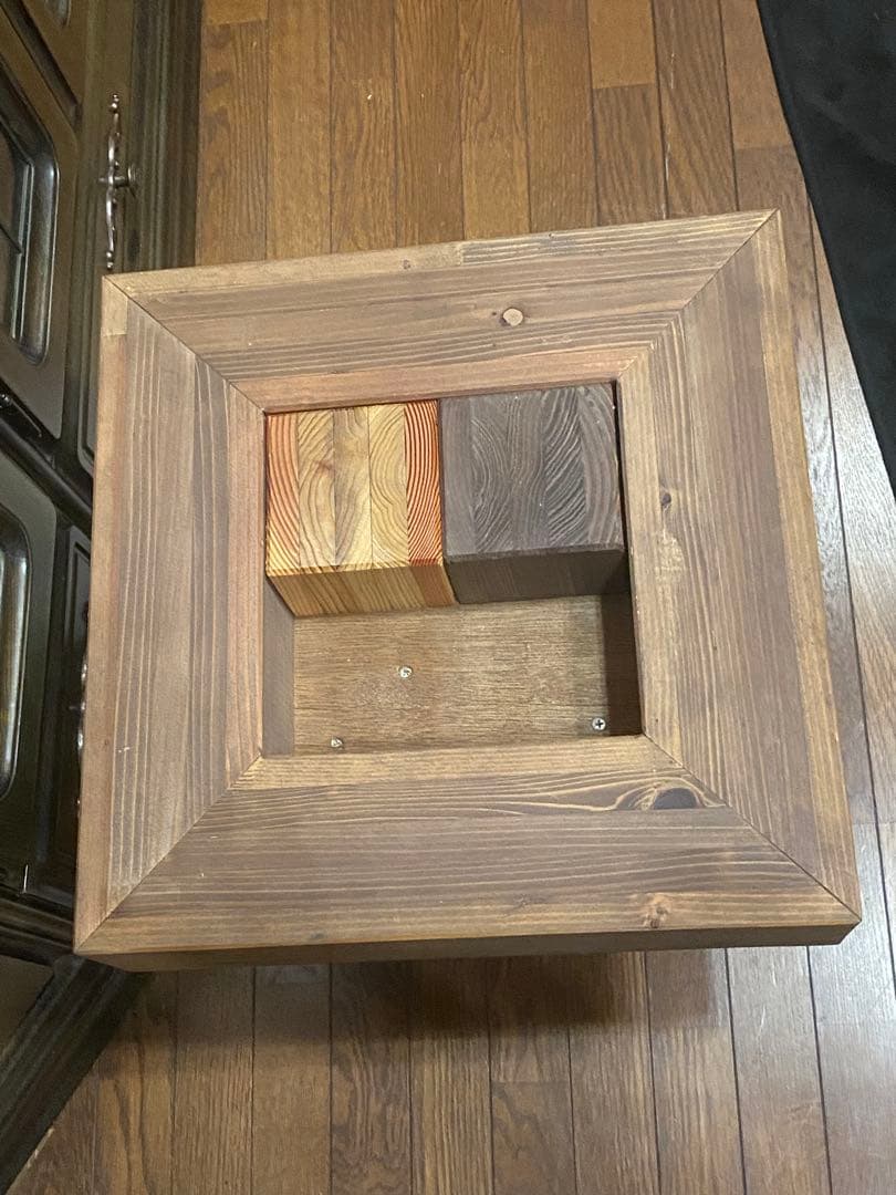 希少♦️最高級 総檜 モダン オーダーテーブル♦️正方形♦️一本脚♦️飾り収納付♦️送料込