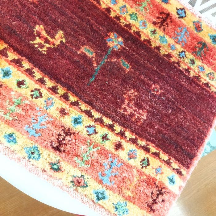 値下げ可能ミニギャベ●33×41㎝●手織●本物●新品未使用 遊牧民が紡ぐギャッベ