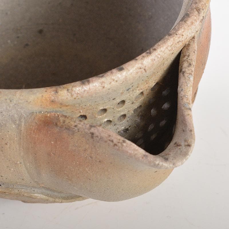 煎茶道具　備前焼　明光窯　蟹摘蓮葉　宝瓶　急須　共箱　D　R6073