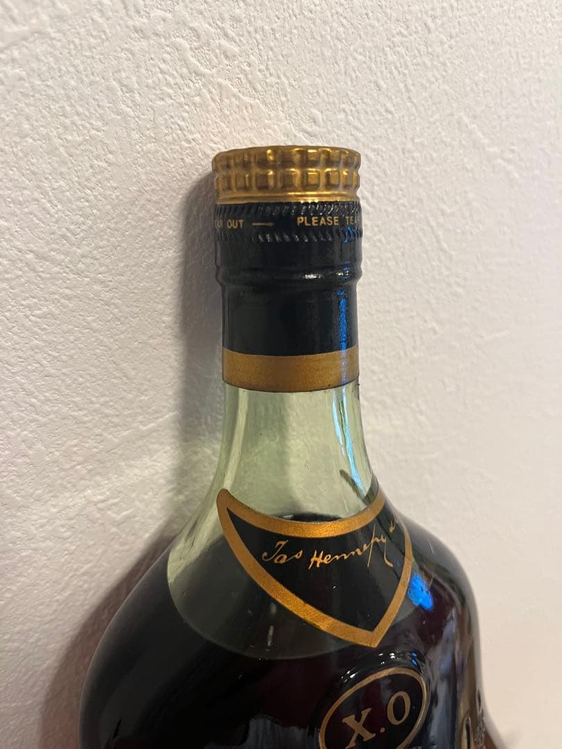 希少古酒 グリーンボトルHennessy X.O コニャック金キャップ/ レア物