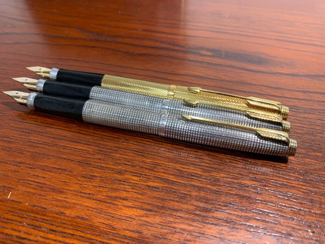 パーカー75シズレ 万年筆　スターリングシルバー純銀軸 極美品　年代別3本セット