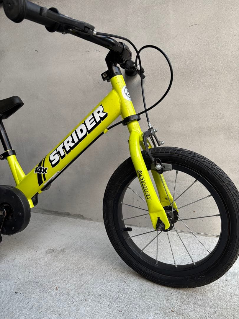 STRIDER14x ライムイエロー子供用自転車　［訳あり］梱包たのメル便