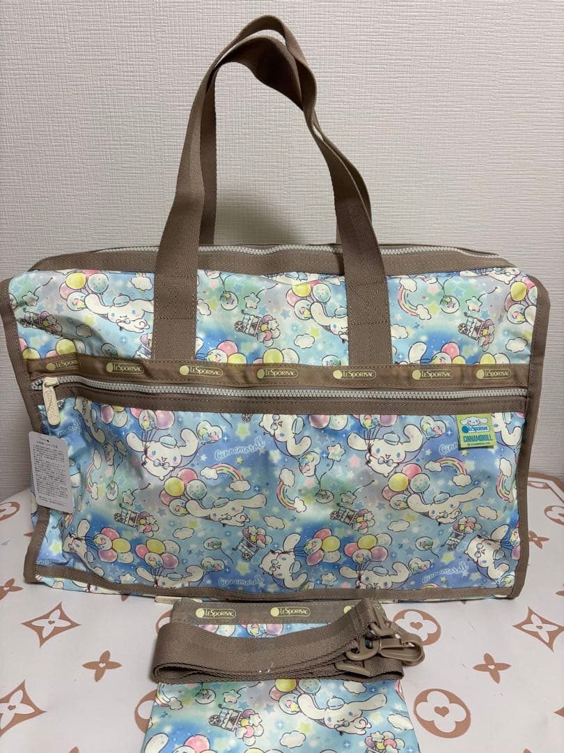 レスポートサック　サンリオシナモロールボタニカル　ボストンバッグ ラージサイズ