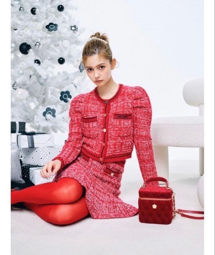 WATA LILY BROWN ツイードニットカーディガン