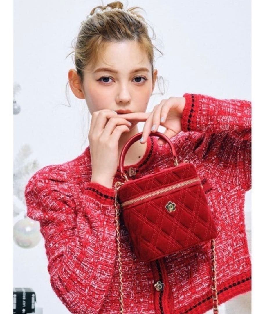 WATA LILY BROWN ツイードニットカーディガン