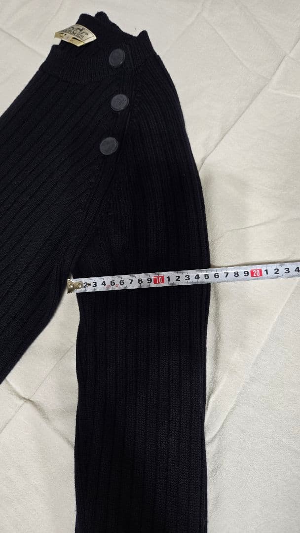 美品 HERMES ネイビー リブニット