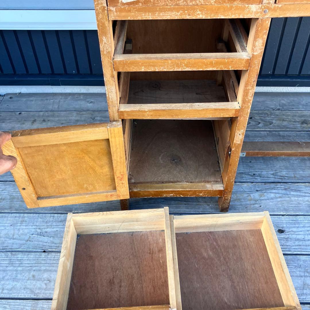 昭和レトロ 古家具 木製 片袖 書斎机 勉強机 文机 古道具 ヴィンテージ