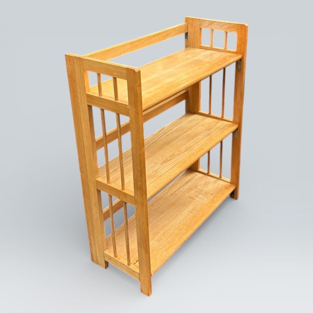 【最終価格】北欧風 天然木 折りたたみ ウッドラック 3段 シェルフ キャンプ