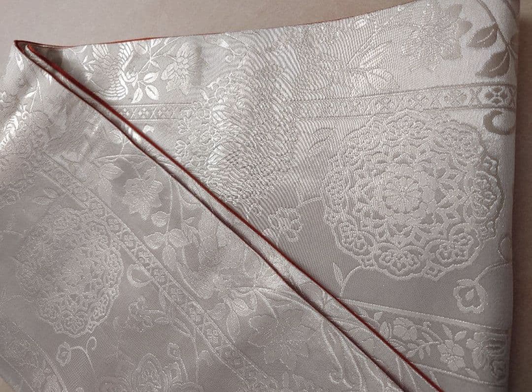 正絹　七五三　袋帯　銀系