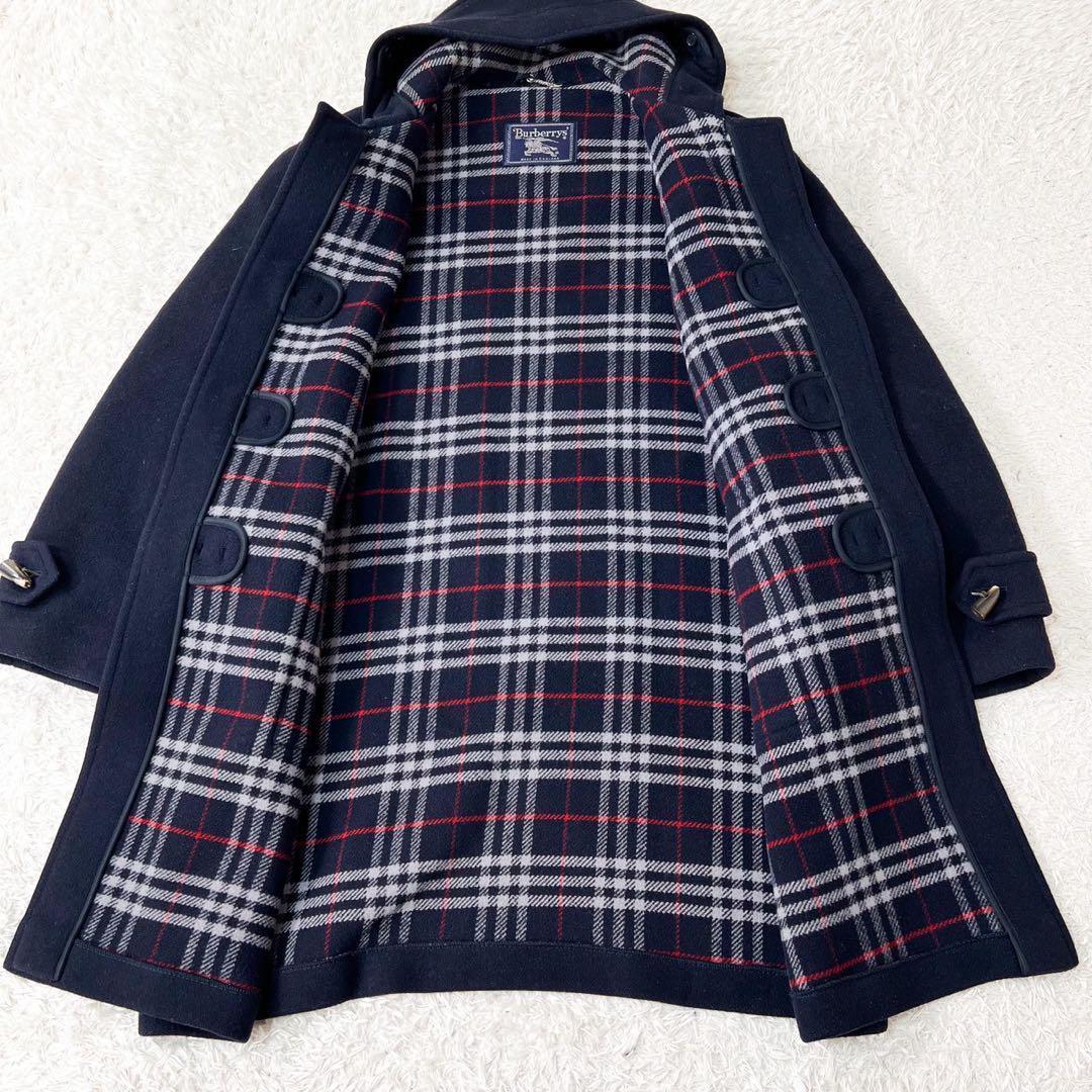 【希少】バーバリー ダッフルコート XLサイズ ノバチェック トグル ウール 紺