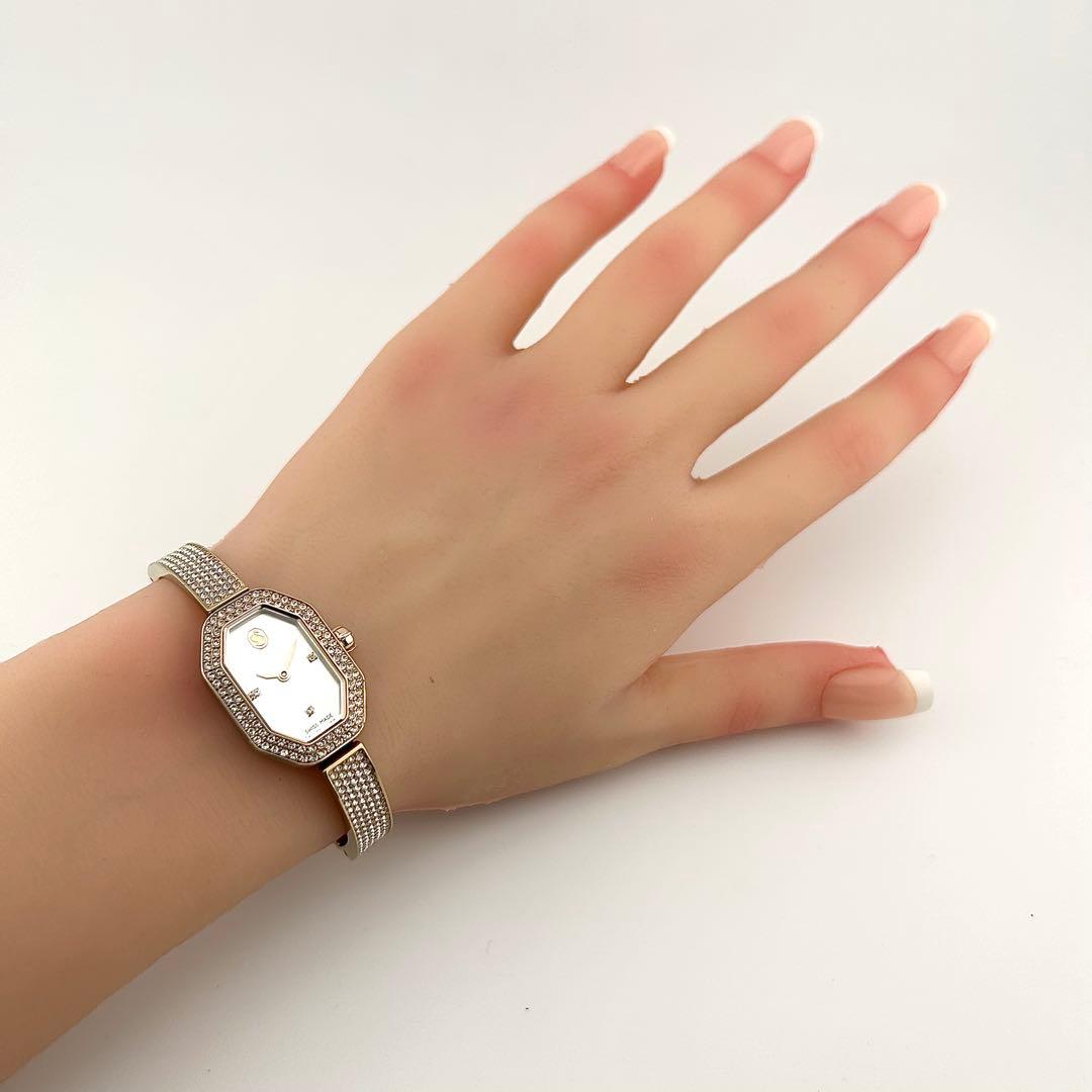 【稼働品】スワロフスキー Dextera Bangle ウォッチ ローズゴールド